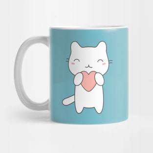 Kawaii Cute Cat With Heart T-Shirt Mug